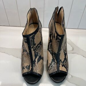 Leather peep toe booties